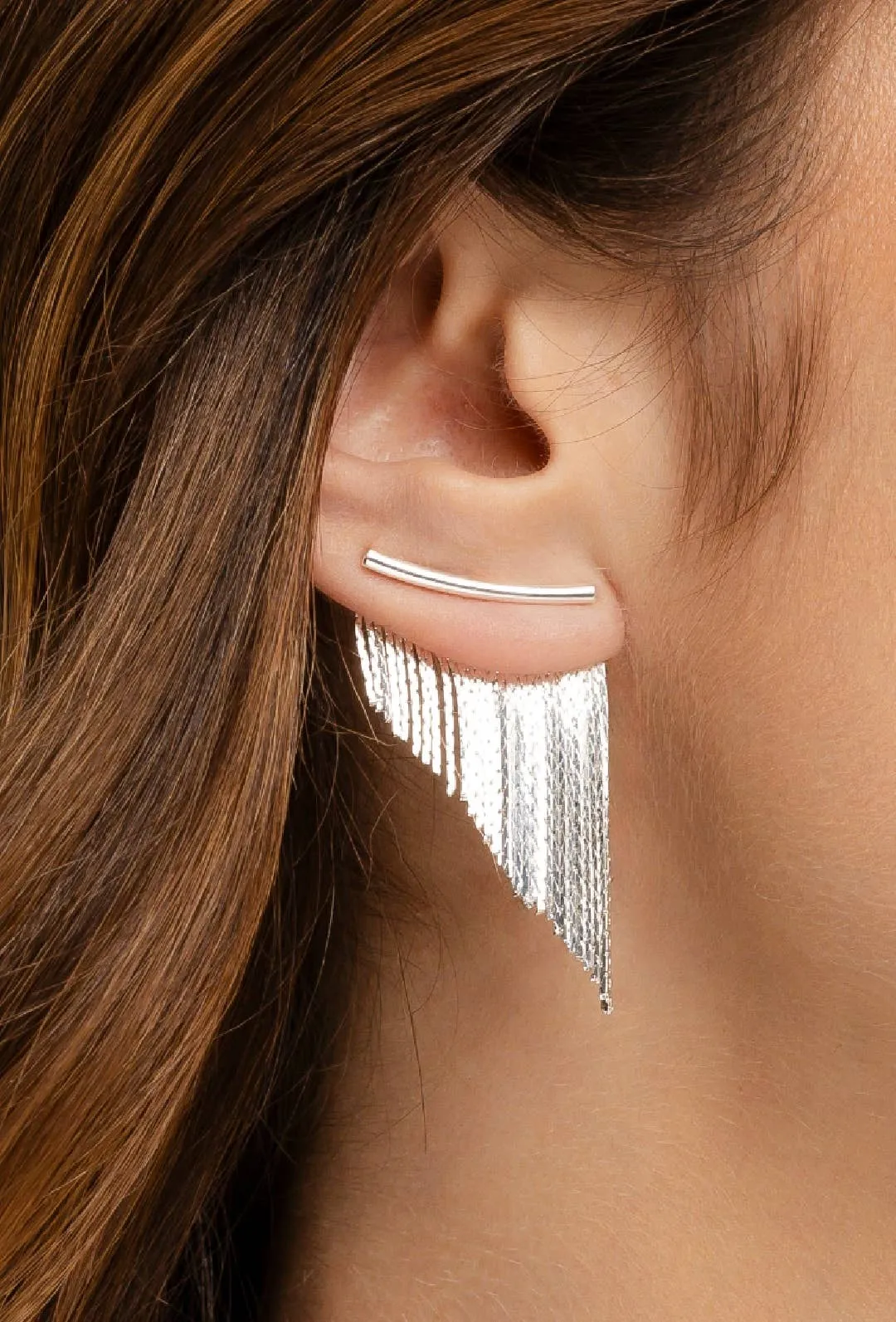 Rebekah Tassel Short Fringe Silver Earrings