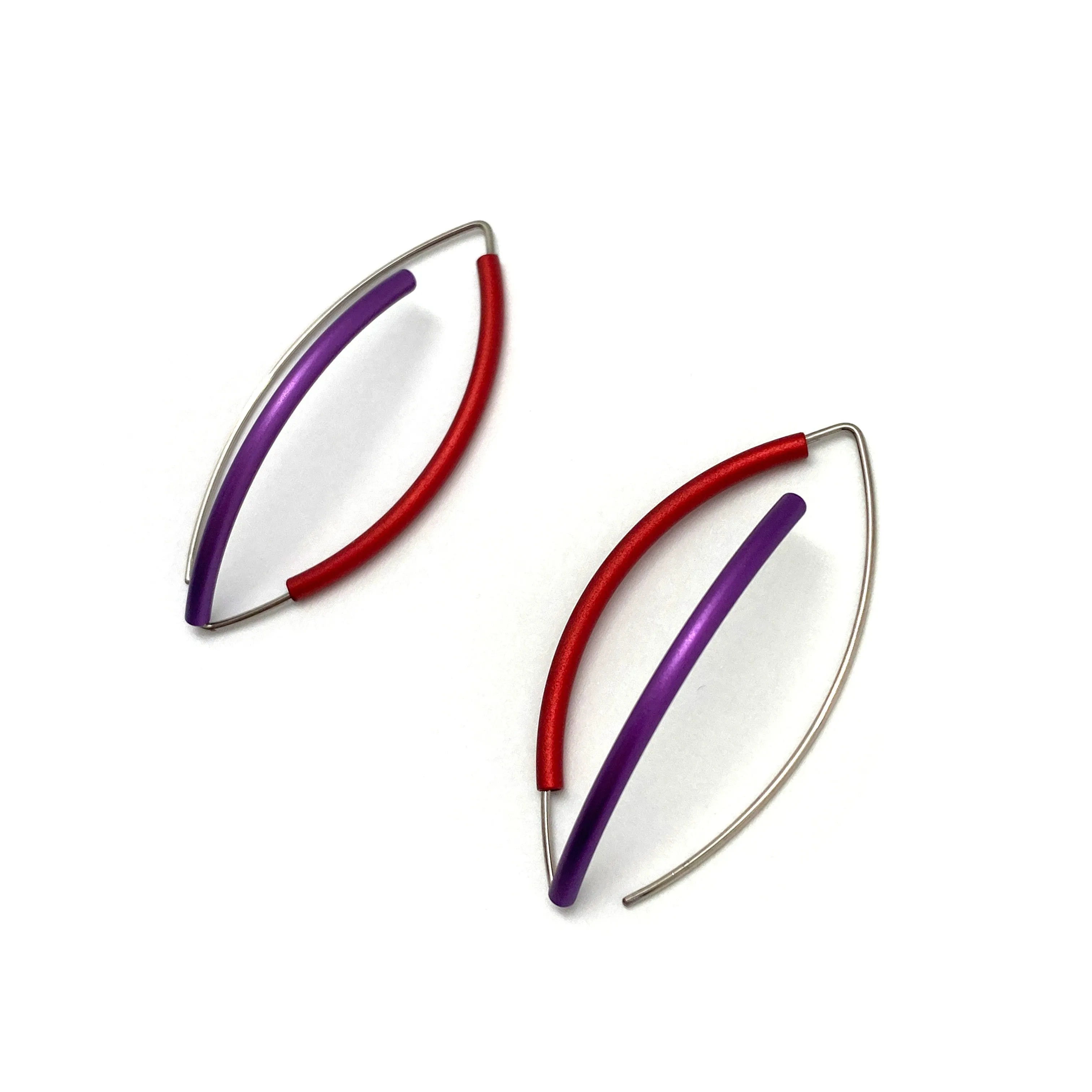 Red and Purple 3D Bow Earrings