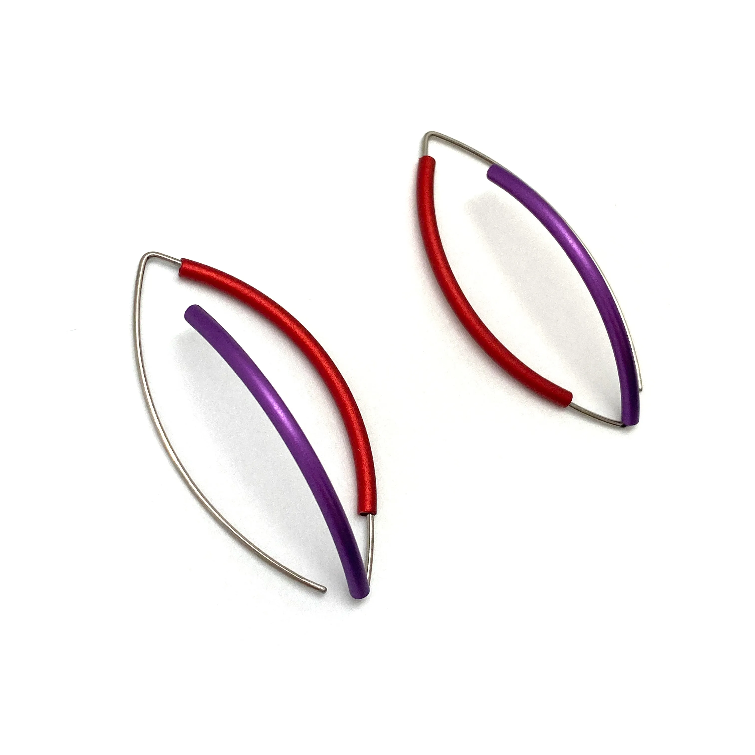 Red and Purple 3D Bow Earrings