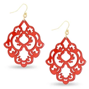 Red Scroll Resin Earring