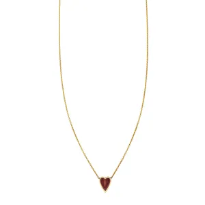 Red Tiger's Eye Inlay Long Heart Necklace