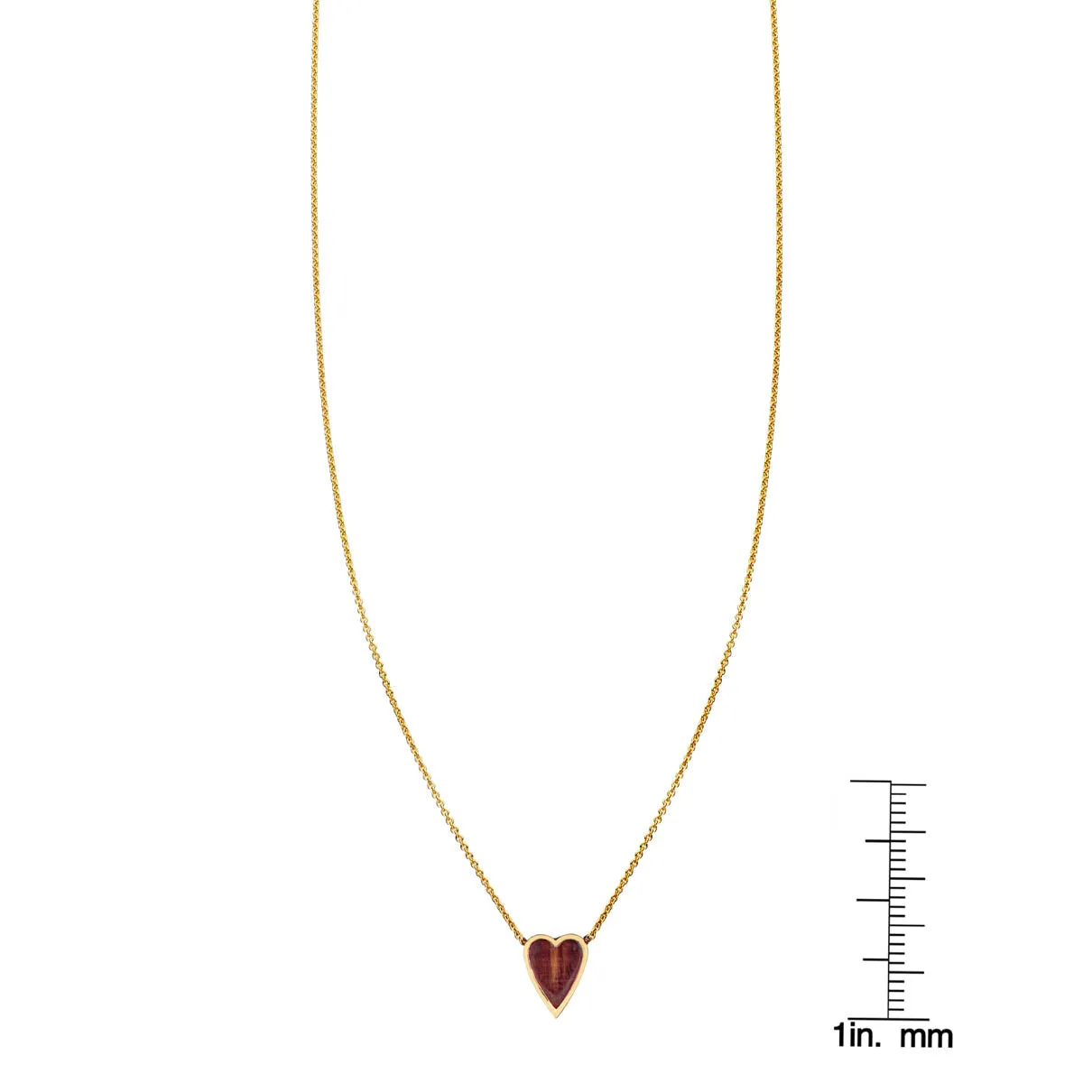 Red Tiger's Eye Inlay Long Heart Necklace