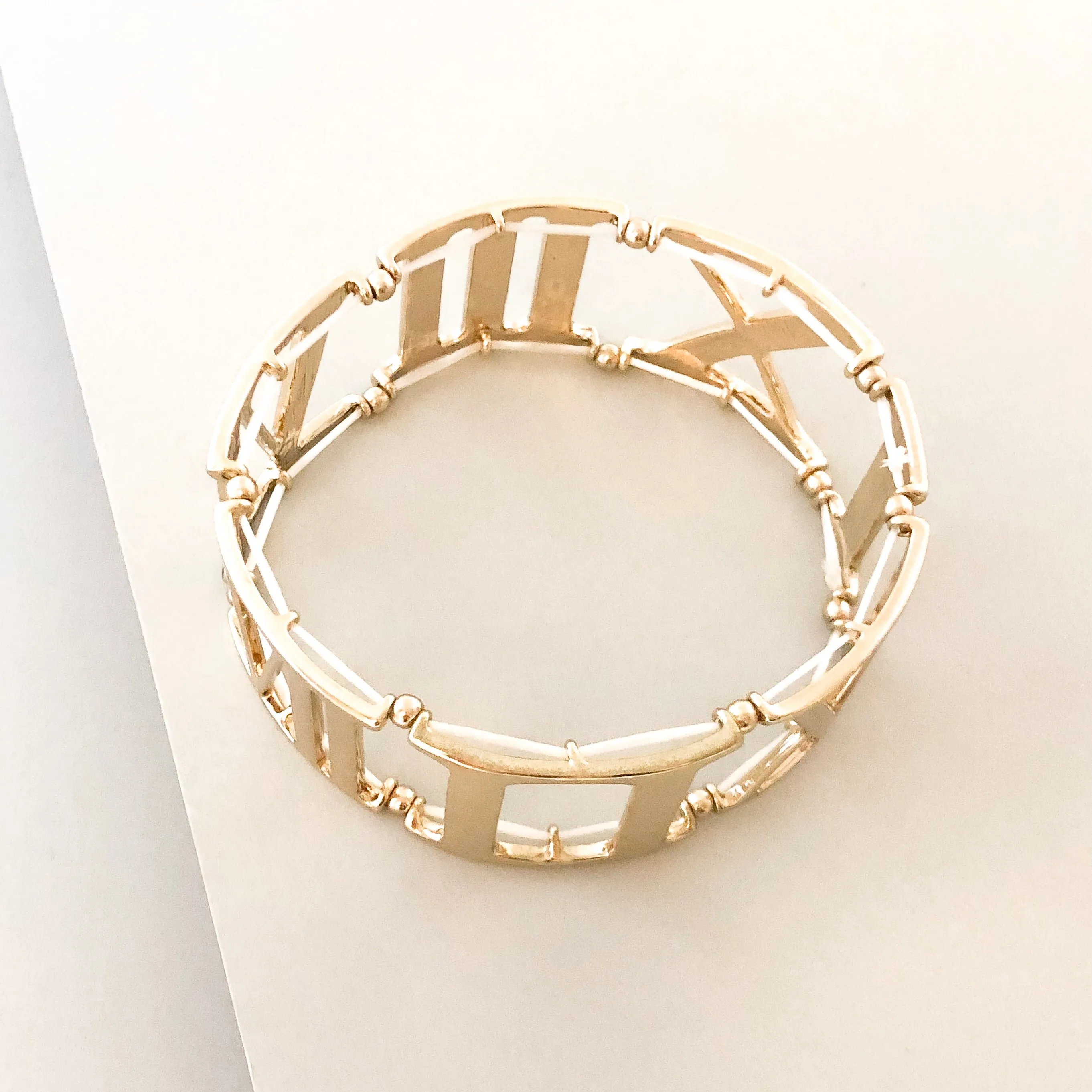 Roman Numeral Stretch Bracelet- Gold