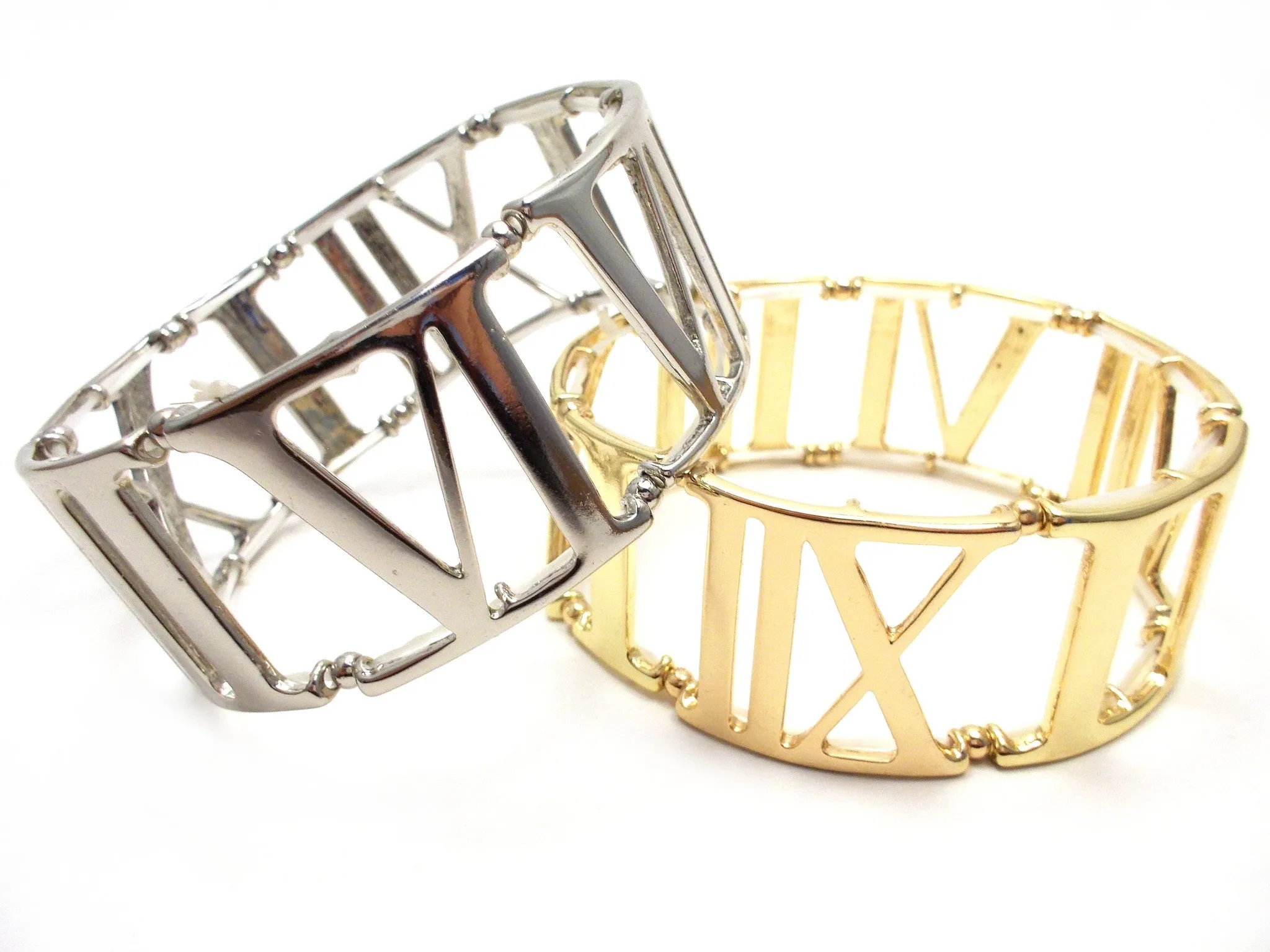 Roman Numeral Stretch Bracelet- Gold