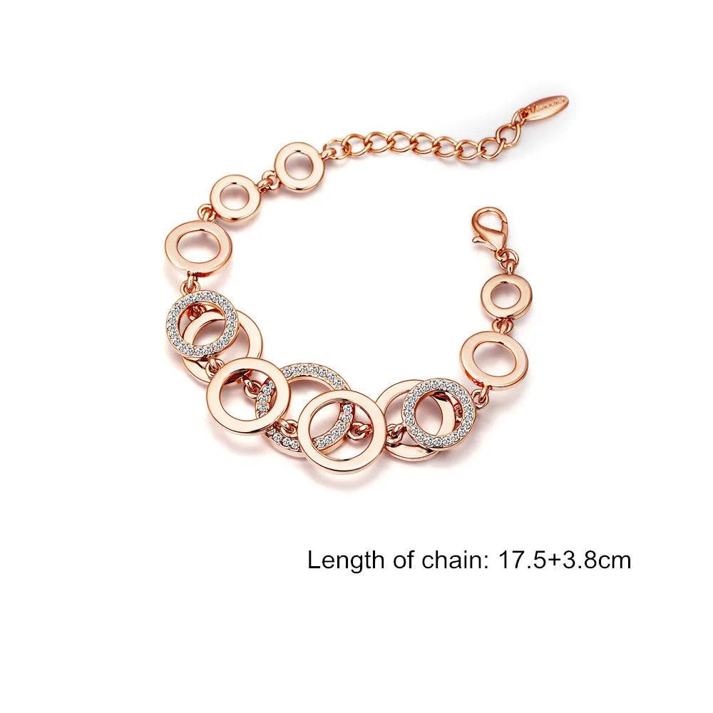 Rose Gold Plated Circles Bracelet & Bangles Rhinestones Paved Round Bracelets For Women Brand Fashion Jewelry