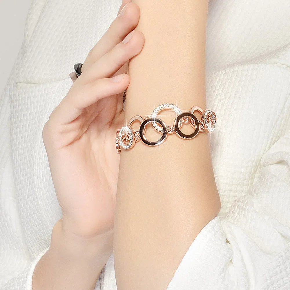 Rose Gold Plated Circles Bracelet & Bangles Rhinestones Paved Round Bracelets For Women Brand Fashion Jewelry