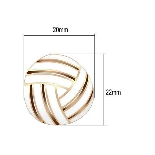 Rose Gold(Ion Plating) Brass Earrings with Epoxy in White for Women White Stone Color Style GL166