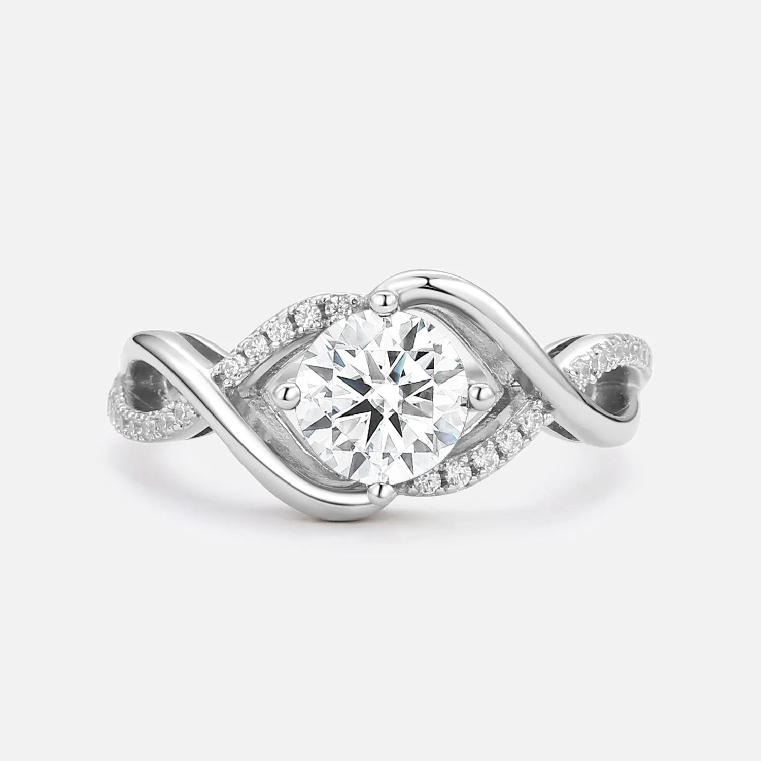 Round Cut Moissanite Classic Infinity Engagement Ring