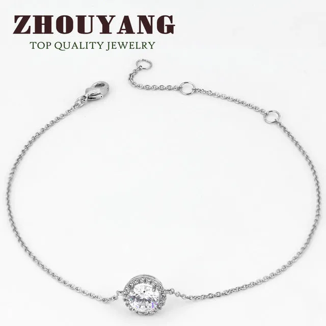 Round Micro Mosaic Cubic Zirconia Rose Gold Color Bracelet Jewelry Austrian Crystal Top Quality Wholesale ZYH165 ZYH101