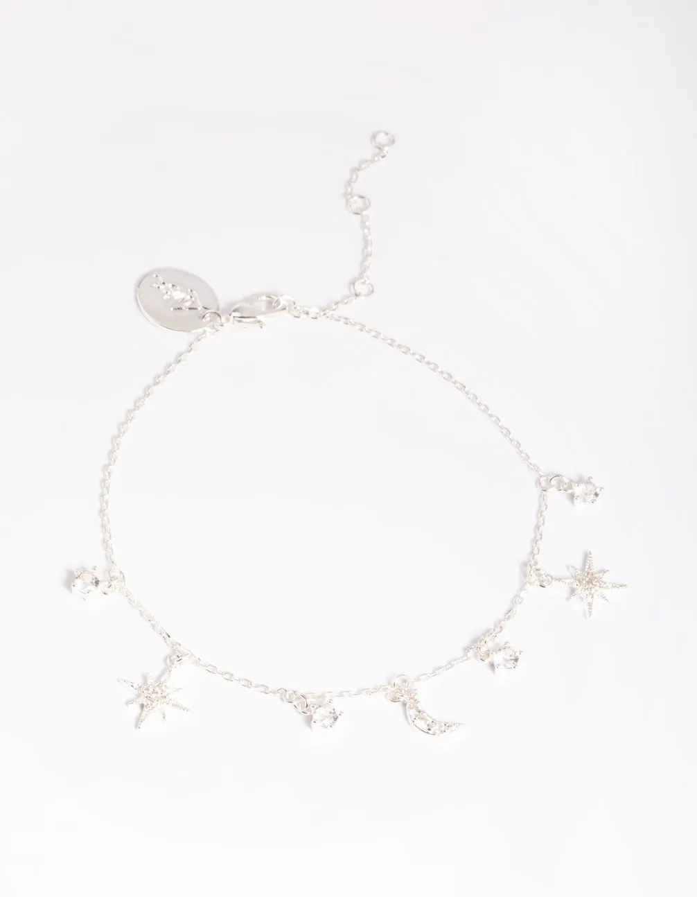 Silver Plated Brass  Celestial Star Charm Bracelet