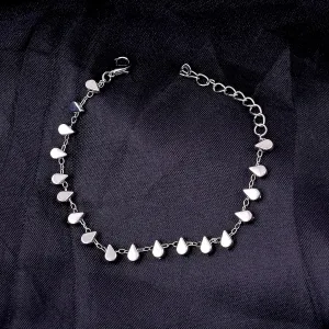 Silver Plated Eye Drop Design Chain Bracelet