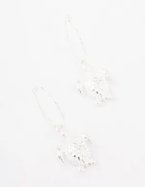 Silver Turtle Hoop Earrings