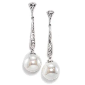 Simone Art-Deco Inspired Pearl Bridal Drop Earring