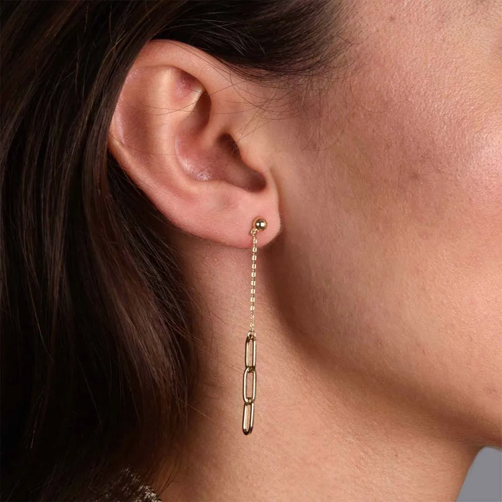 Sleek Loop Paper Clip Drop Earrings