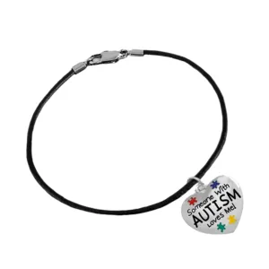 Someone Loves Me Autism Leather Cord Bracelets