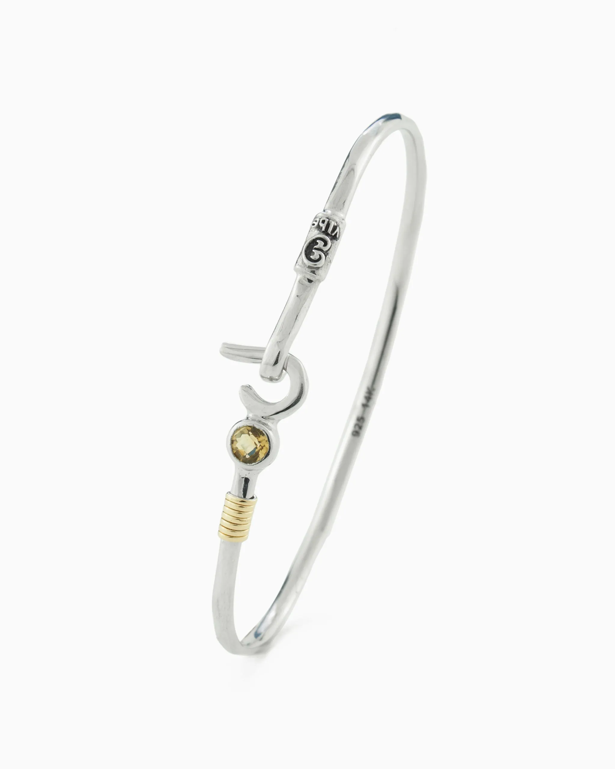 St. John Hook Bracelet with Stone, 2mm - Citrine