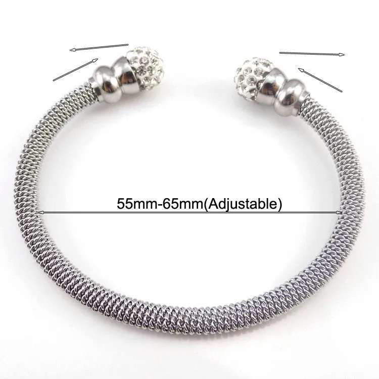 Stainless Steel Fashion Jewelry Rhinestone Ball Bracelets & Bangles For Women Gold/ Rose Gold/ Steel Bangles jewelry