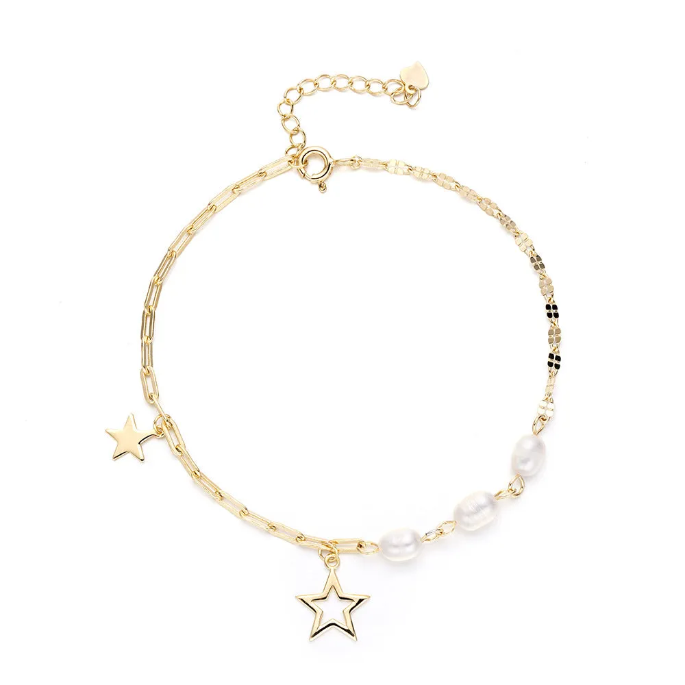 Star Natural Freshwater Pearl Silver Bracelet