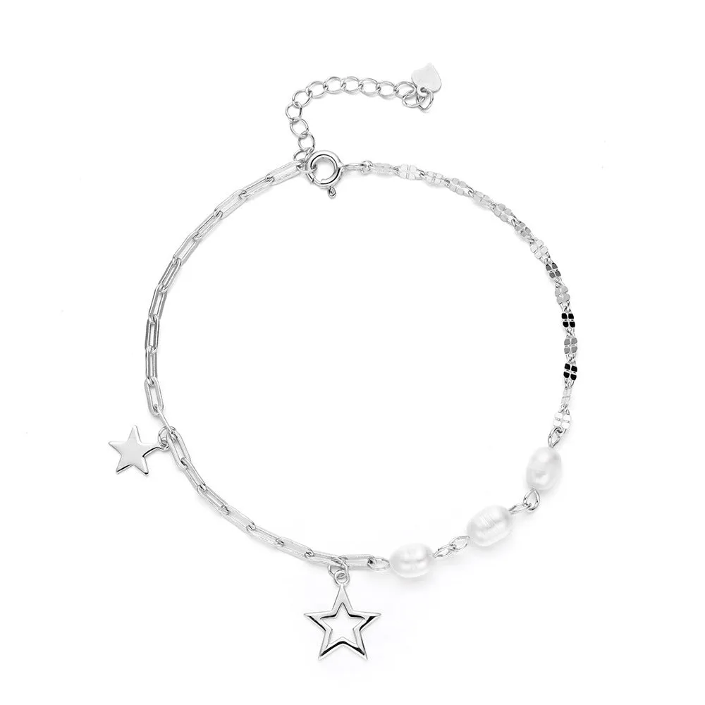 Star Natural Freshwater Pearl Silver Bracelet