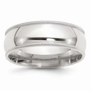 Sterling Silver 7mm Milgrain Comfort Fit Wedding Band Ring