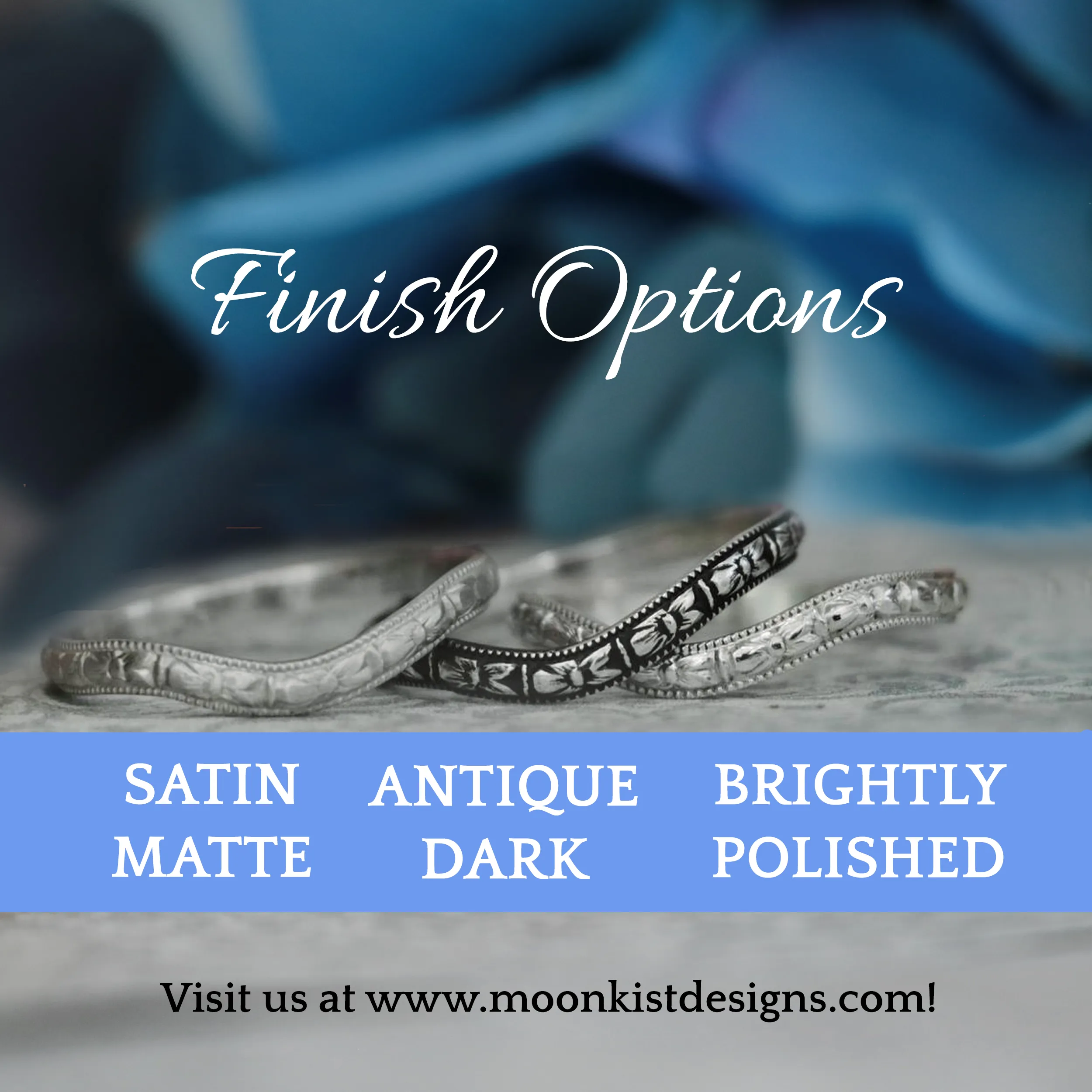 Sterling Silver Antique Style Engagement Ring Set | Moonkist Designs