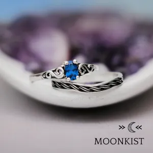 Sterling Silver Antique Style Engagement Ring Set | Moonkist Designs