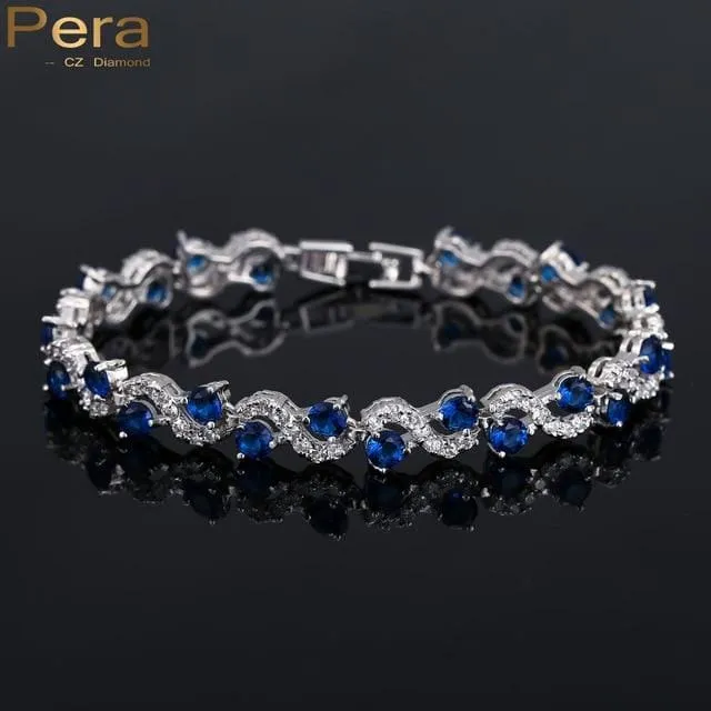 Sterling Silver Cubic Zirconia Royal Stone Bracelet