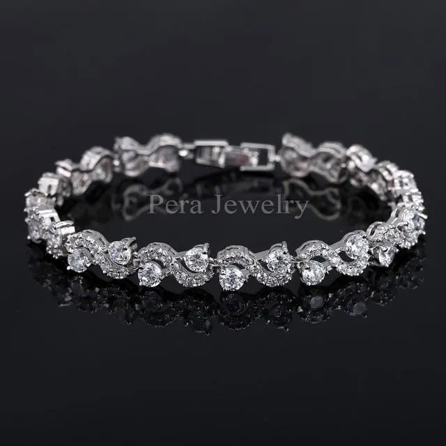 Sterling Silver Cubic Zirconia Royal Stone Bracelet