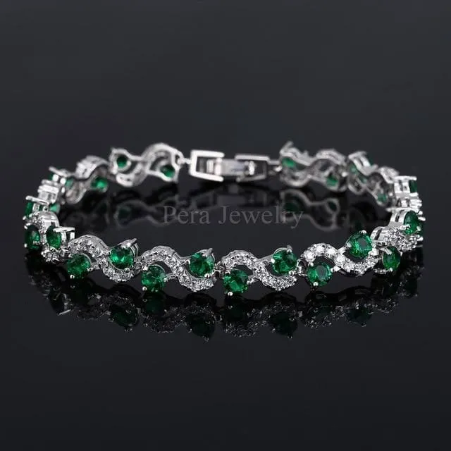 Sterling Silver Cubic Zirconia Royal Stone Bracelet