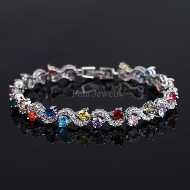 Sterling Silver Cubic Zirconia Royal Stone Bracelet