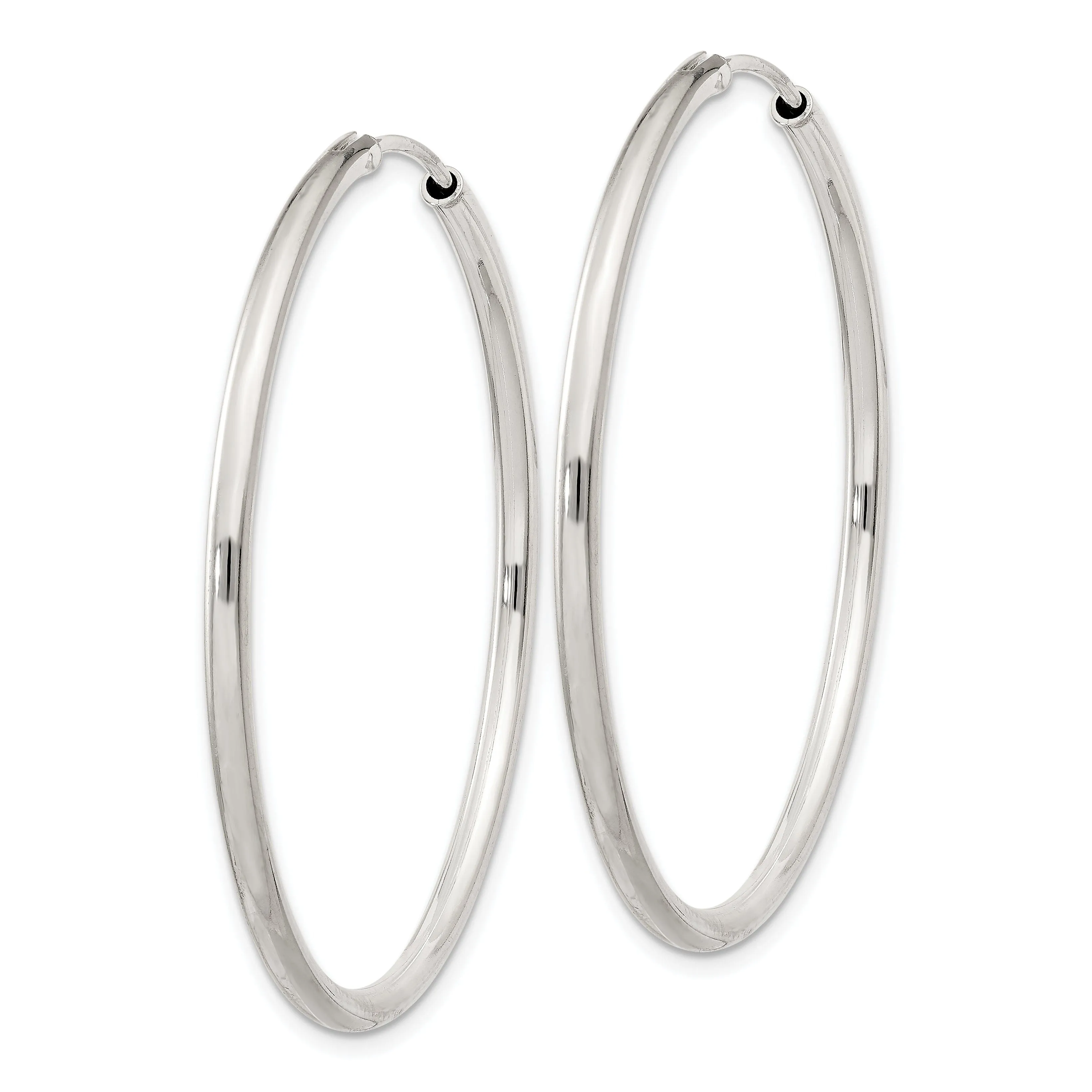 Sterling Silver Hollow Hoop Hinged Earrings