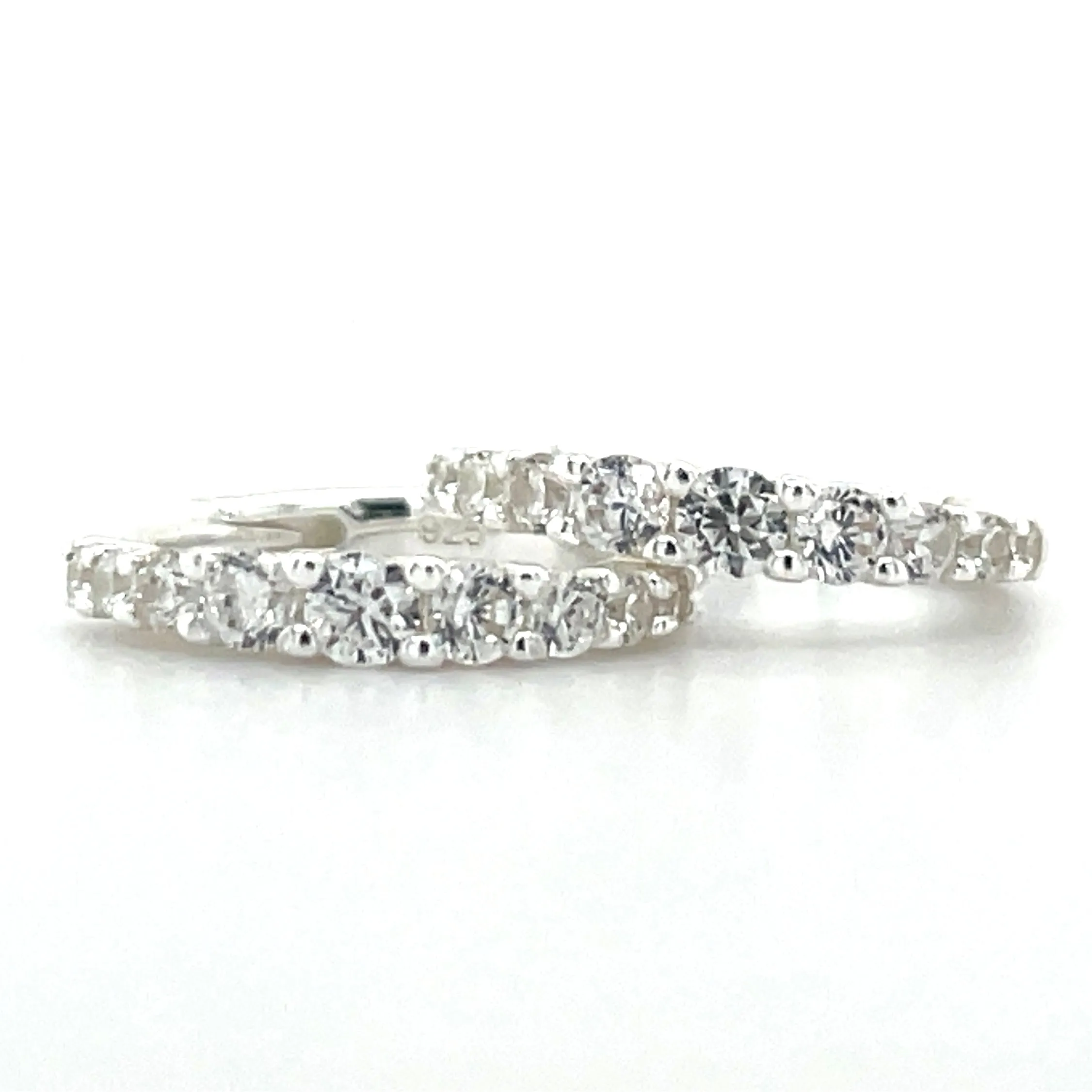 Sterling Silver Tapered Cz Hoop Earrings