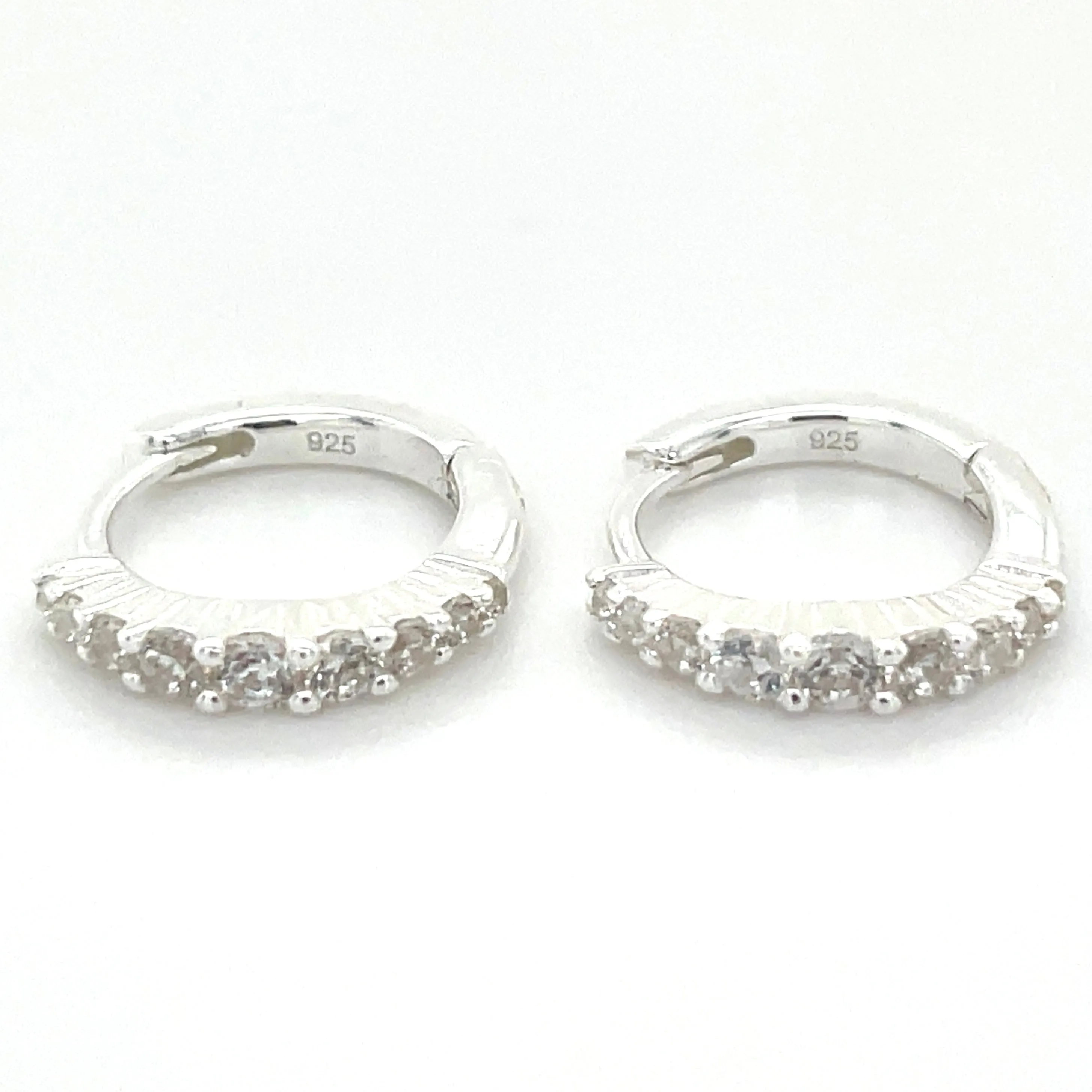 Sterling Silver Tapered Cz Hoop Earrings