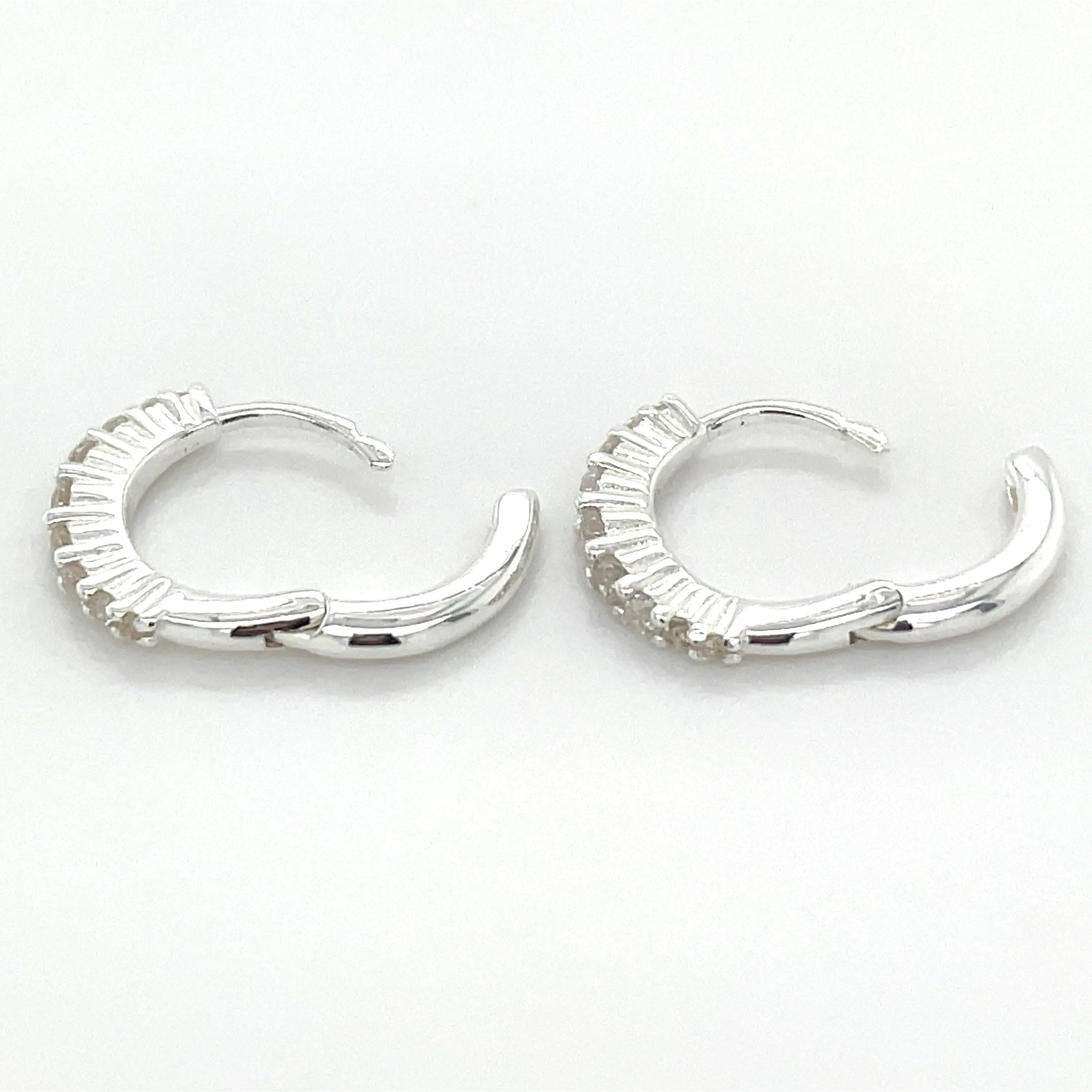 Sterling Silver Tapered Cz Hoop Earrings