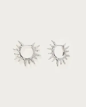 Sun Hoop Earrings in Silver