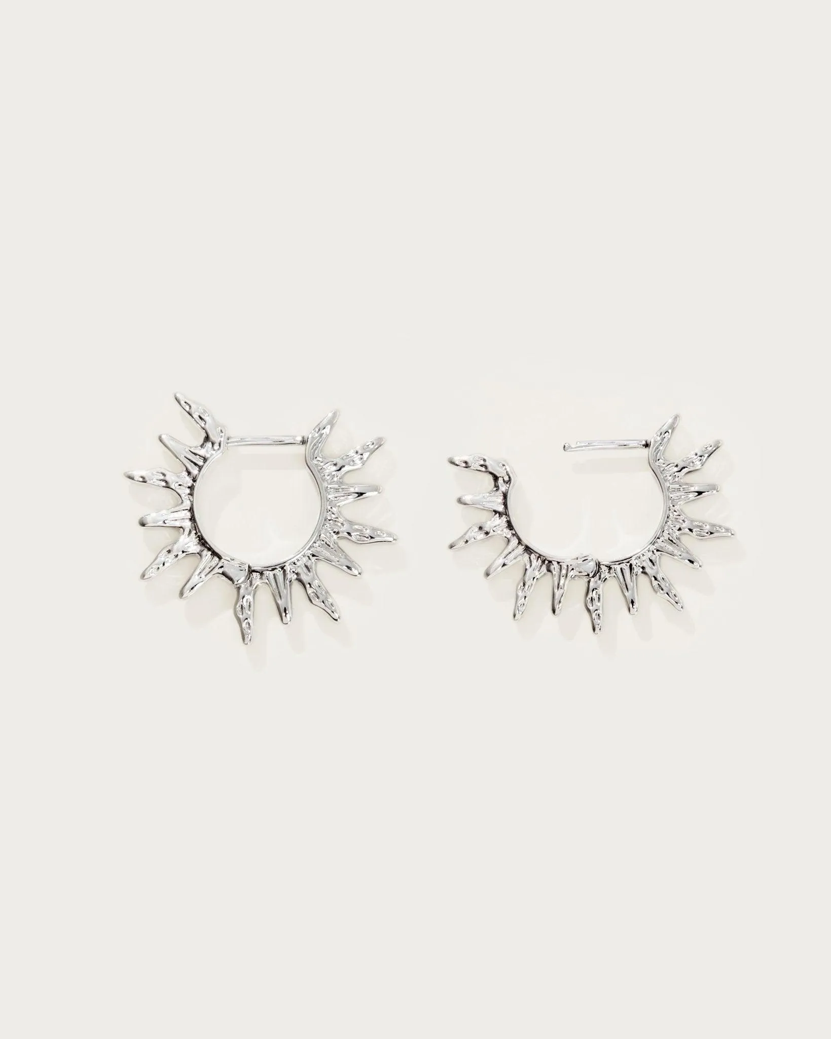 Sun Hoop Earrings in Silver