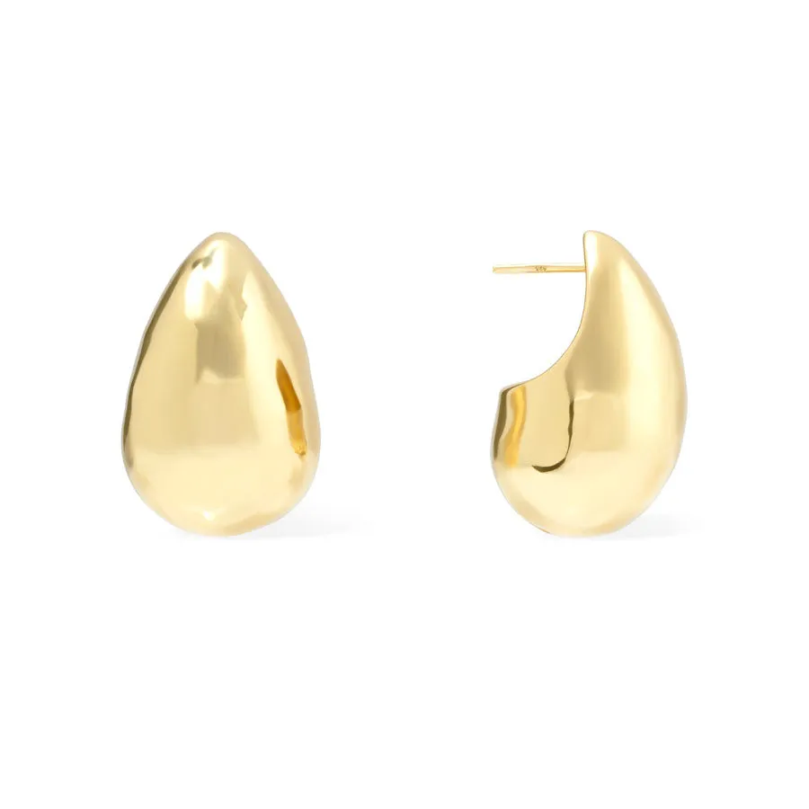 Teardrop Classic Gold 30mm Stud Earrings