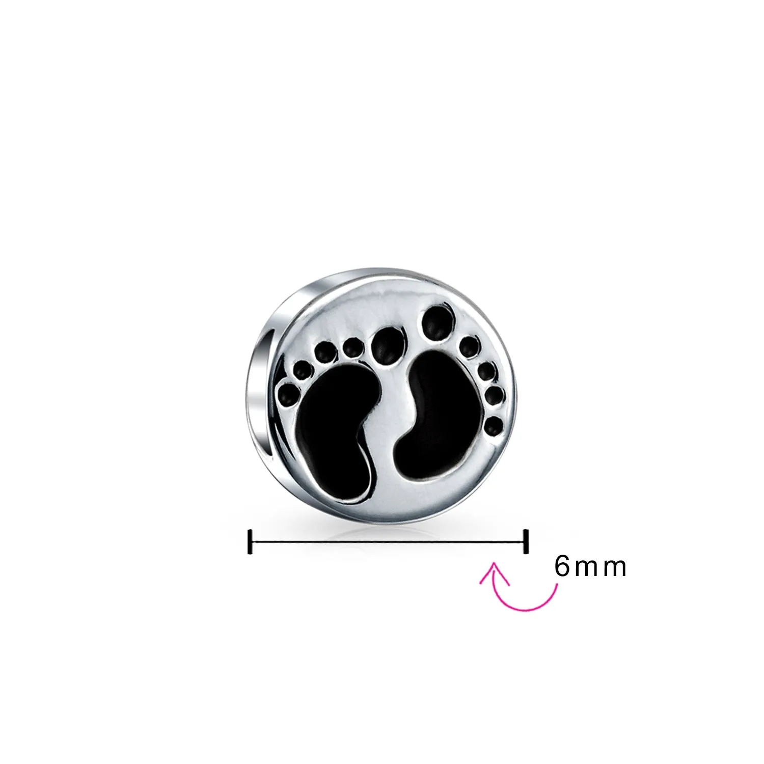 Tiny Feet Footprints Charm Bead for New Mothers Sterling Silver Fits European Bracelet