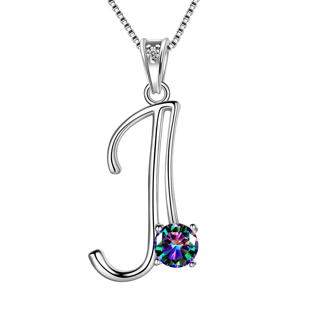 Tokyo Mart Women Initial J Letter Pendant Necklace Girl Name Jewelry Gift 925 Sterling Silver