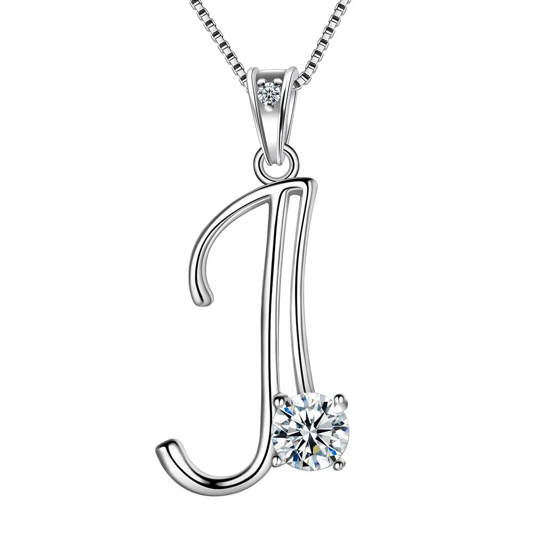 Tokyo Mart Women Initial J Letter Pendant Necklace Girl Name Jewelry Gift 925 Sterling Silver