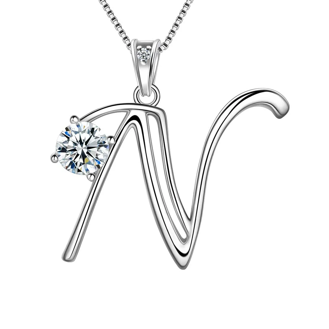 Tokyo Mart Women Initial N Letter Pendant Necklace Girl Name Jewelry Gift 925 Sterling Silver