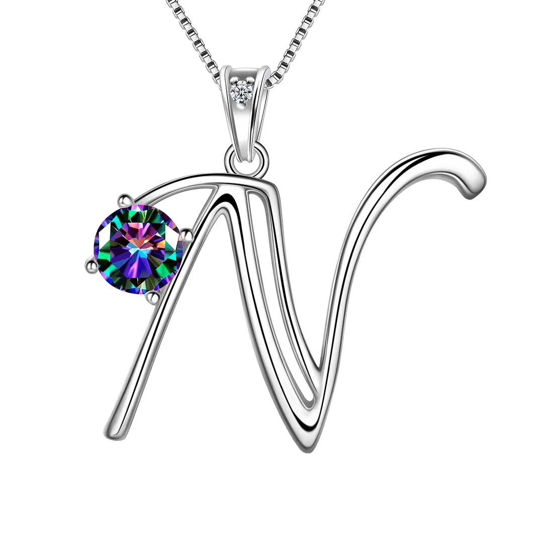 Tokyo Mart Women Initial N Letter Pendant Necklace Girl Name Jewelry Gift 925 Sterling Silver