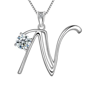 Tokyo Mart Women Initial N Letter Pendant Necklace Girl Name Jewelry Gift 925 Sterling Silver