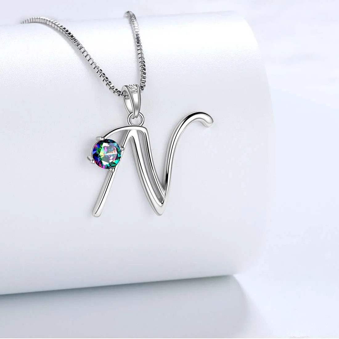 Tokyo Mart Women Initial N Letter Pendant Necklace Girl Name Jewelry Gift 925 Sterling Silver