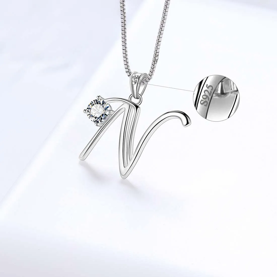 Tokyo Mart Women Initial N Letter Pendant Necklace Girl Name Jewelry Gift 925 Sterling Silver