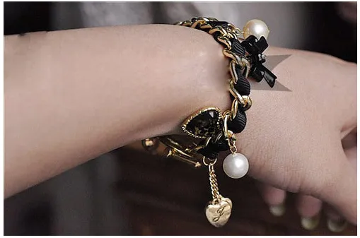 Trendy Fashion Bracelet Summer Little  Temperament Leopard Print Peach Heart Retro Bracelet Bracelet