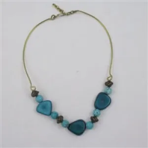 Turquoise Rainforest Tagua Nut Necklace