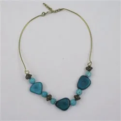 Turquoise Rainforest Tagua Nut Necklace