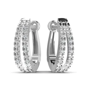 Two Stripe Silver Hoop Earrings