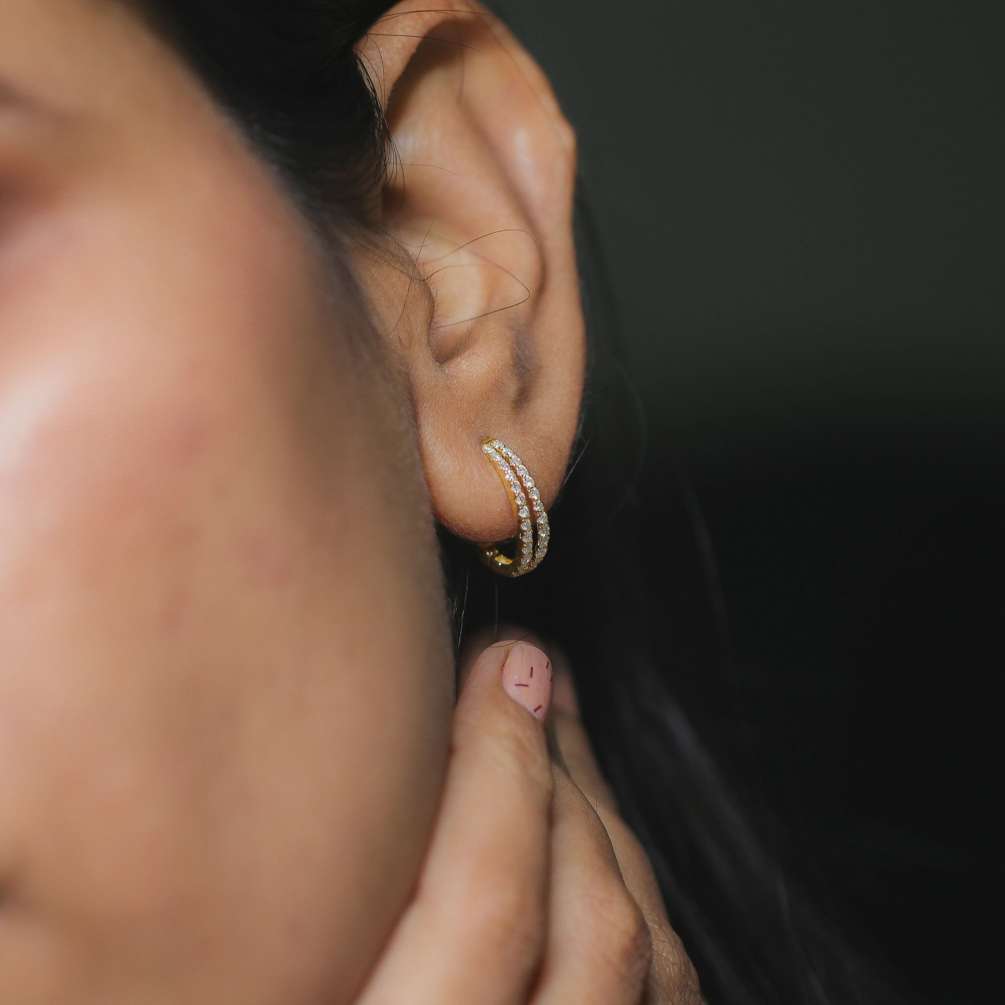 Two Stripe Silver Hoop Earrings